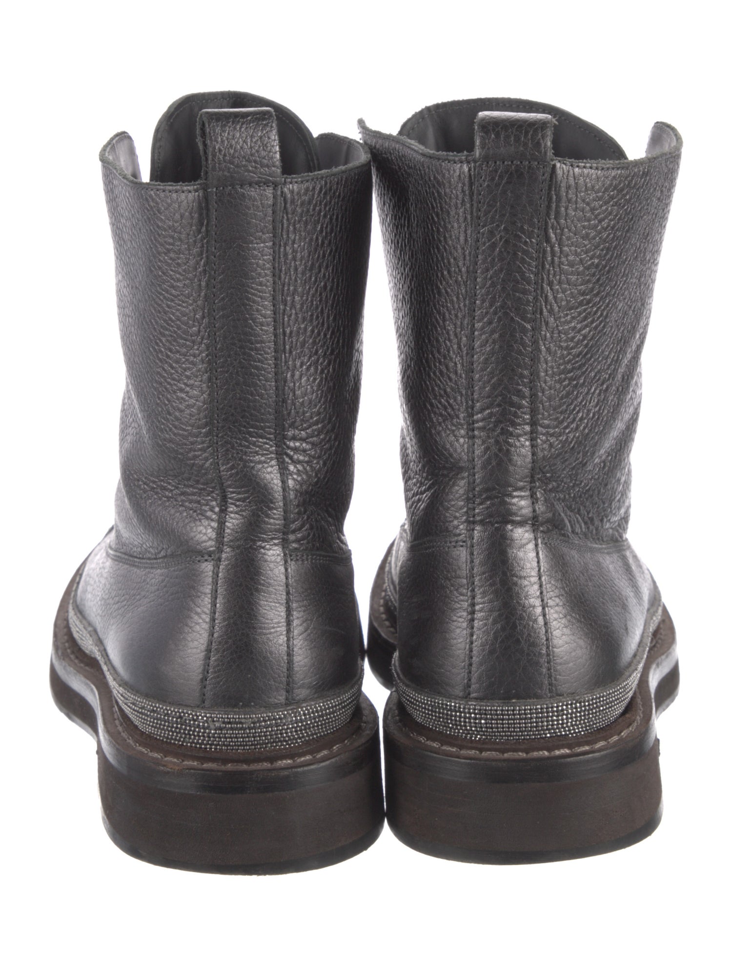 Brunello Cucinelli Monili Leather Combat Boots